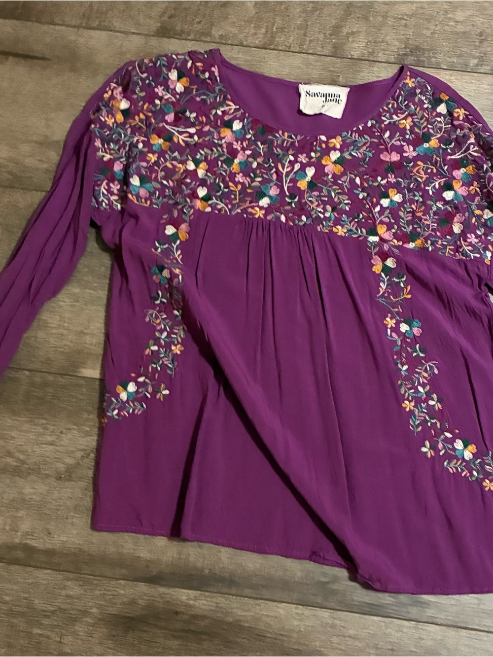 Savanna Jane Purple Floral Embroidered Long Sleeve Blouse - Picture 7 of 7